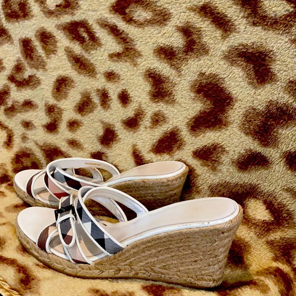 Burberry White Nova check wedge Espadrilles EU 40 - Picture 1 of 10